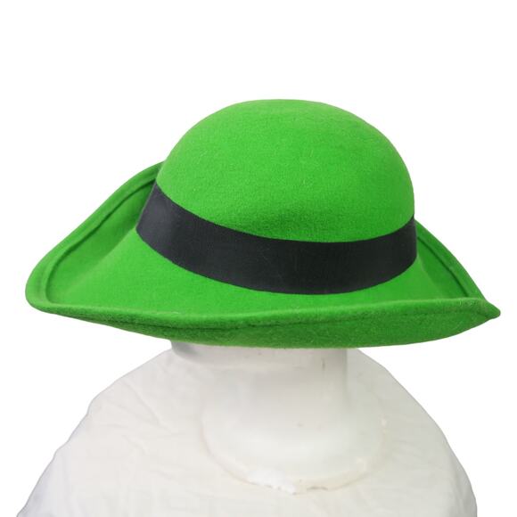 Vintage 60s Madcaps Green Felt Wool Wide Brim Hat main image 10